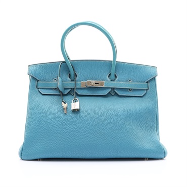 HERMES 愛馬仕 Birkin35 柏金包 手提包 佛莉達藍 Togo牛皮 □H刻 銀扣
