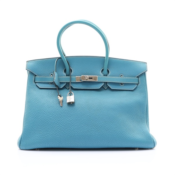HERMES 愛馬仕 Birkin35 柏金包 手提包 佛莉達藍 Togo牛皮 □H刻 銀扣