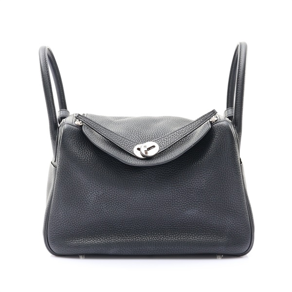 HERMES 愛馬仕 Lindy 30 琳蒂包 肩背包 Clemence牛皮 黑色 銀釦 T刻 H073426CK