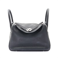 HERMES 愛馬仕 Lindy 30 琳蒂包 肩背包 Clemence牛皮 黑色 銀釦 T刻 H073426CK