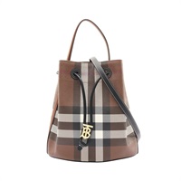 BURBERRY 巴寶莉 水桶包 肩背包 棕色 帆布 牛皮 8069655