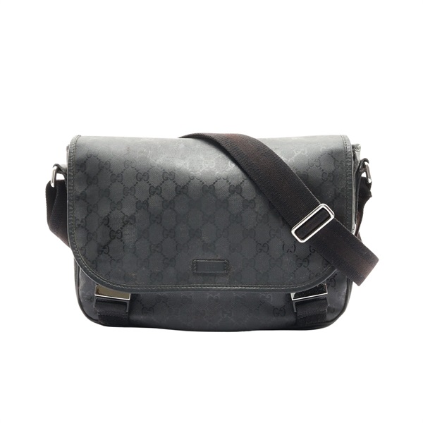 GUCCI 古馳 Imprime Messenger 肩背包 黑色 帆布 201732