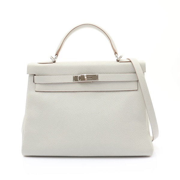 HERMES 愛馬仕 Kelly 32 凱莉包 兩用包 珍珠灰 Togo牛皮 C刻 銀釦 無鎖頭組