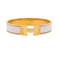 HERMES 愛馬仕 Clic H 手環 白色琺瑯 金色鍍金 H700001F