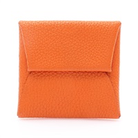 HERMES 愛馬仕 Bastia 零錢包 橘色 Togo牛皮 □I刻