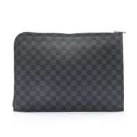 LOUIS VUITTON LV 路易威登 Poche Documents 手拿包 黑色 棋盤格帆布 N48247