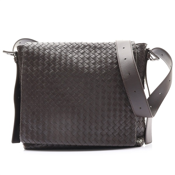 BOTTEGA VENETA 寶緹嘉 郵差包 肩背包 深棕色 編織牛皮
