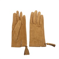 HERMES 愛馬仕 Suede Tassel 手套 #8 棕/駝色 麂皮 絲綢