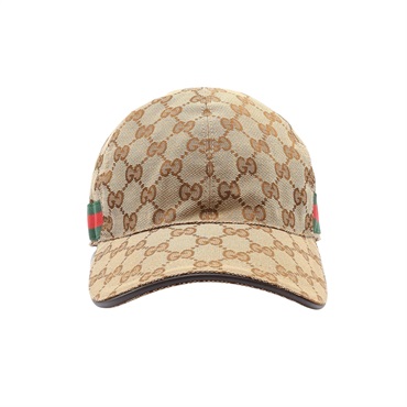 GUCCI 古馳 棒球帽 #M 棕色 緹花帆布 牛皮 200043