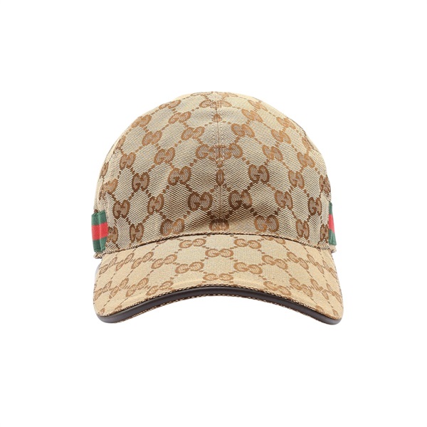 GUCCI 古馳 棒球帽 #M 棕色 緹花帆布 牛皮 200043
