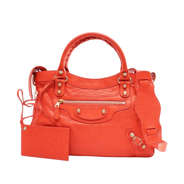 BALENCIAGA 巴黎世家 Giant Town 兩用包 橘紅色 山羊皮 285434 6505