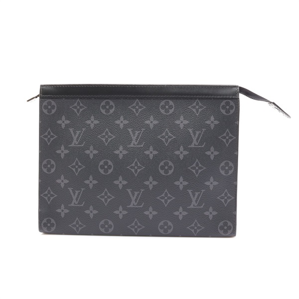 LOUIS VUITTON LV 路易威登 Pochette Voyage MM 手拿包 黑色 原花帆布 牛皮 M61692