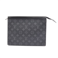 LOUIS VUITTON LV 路易威登 Pochette Voyage MM 手拿包 黑色 原花帆布 牛皮 M61692