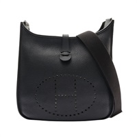HERMES 愛馬仕 Evelyne III 29 伊芙琳包 肩背包 黑色 Clemence牛皮 □R刻 銀釦