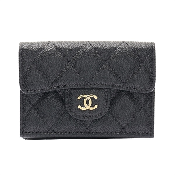CHANEL 香奈兒 Small Item 三折短夾 黑色 荔枝紋牛皮 AP0230