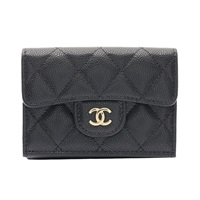 CHANEL 香奈兒 Small Item 三折短夾 黑色 荔枝紋牛皮 AP0230