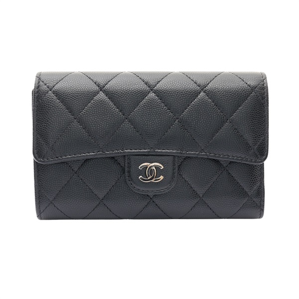 CHANEL 香奈兒 Classic Medium Flap 三折中夾 黑色 荔枝紋牛皮 AP0232