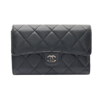 CHANEL 香奈兒 Classic Medium Flap 三折中夾 黑色 荔枝紋牛皮 AP0232