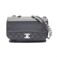 CHANEL 香奈兒 Tramezzo Flap 肩背包 黑色 牛皮 銀扣 無卡