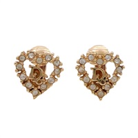 Dior 迪奧 heart crystal 夾式耳環 金屬