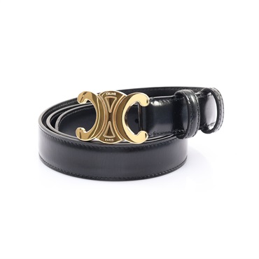 CELINE 賽琳 Triomphe Belt 25 皮帶 牛皮 黑色 75cm 45AK93A01