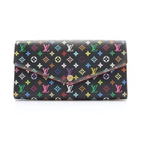 LOUIS VUITTON LV 路易威登 Multicolore Sarah 釦式長夾 黑色 原花帆布 M60668