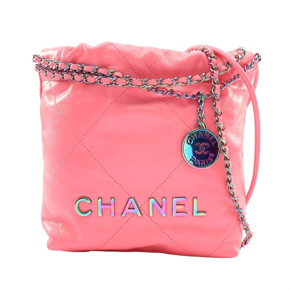 CHANEL 香奈兒 22 Mini 肩背包 粉色 牛皮 AS3980