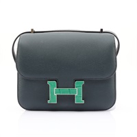HERMES 愛馬仕 Constance III Mini 康康包 肩背包 盧梭綠 牛皮/翡翠綠 鱷魚皮 B刻