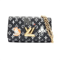 LOUIS VUITTON LV 路易威登 Catogram Twist Chain Wallet 鍊帶 肩背包 黑色 原花帆布 M63888