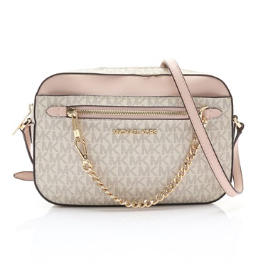 MICHAEL KORS 麥可寇斯 JET SET 肩背包 棕/粉色 PVC塗層帆布 35S1GTTC9B