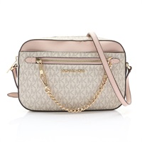 MICHAEL KORS 麥可寇斯 JET SET 肩背包 棕/粉色 PVC塗層帆布 35S1GTTC9B