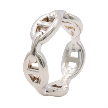 HERMES 愛馬仕 Chaine d'ancre Enchainee 戒指 925純銀 #56 H109507B