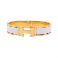 HERMES 愛馬仕 Clic H 手環 白色琺瑯 金色鍍金 H700001F