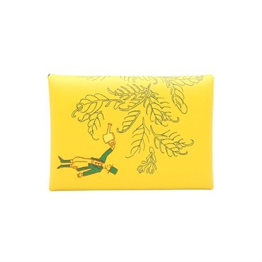 HERMES 愛馬仕 Calvi Duo 卡夾 名片夾 那不勒斯黃 Swift 牛皮 G刻 銀扣 H088453CK9O