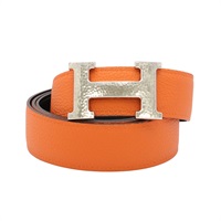 HERMES 愛馬仕 Constance H 皮帶 橘/黑色 Box/Togo牛皮