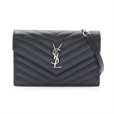 Yves Saint Laurent 聖羅蘭 Cassandre WOC 肩背包 黑色 牛皮 銀扣 393953