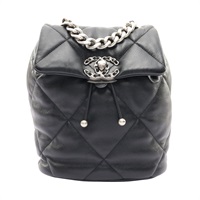 CHANEL 香奈兒 19 small 後背包 黑色 羊皮 銀扣 AS4223