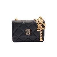 CHANEL 香奈兒 Mini WOC 肩背包 黑色 羊皮 金扣 AP2635