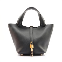 HERMES 愛馬仕 Picotin Lock 22 菜籃子 手提包 黑色 TC牛皮 W刻 金釦 H060991CC