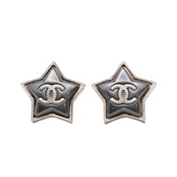 CHANEL 香奈兒 Star pierced 耳環 銀灰色 鍍金 ABC401