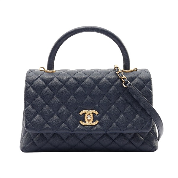 CHANEL 香奈兒 COCO Handle 29 兩用包 海軍藍 荔枝紋 牛皮 A92991