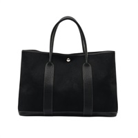 HERMES 愛馬仕 Garden Party 36 手提包 黑色 帆布 牛皮 □K刻 銀扣