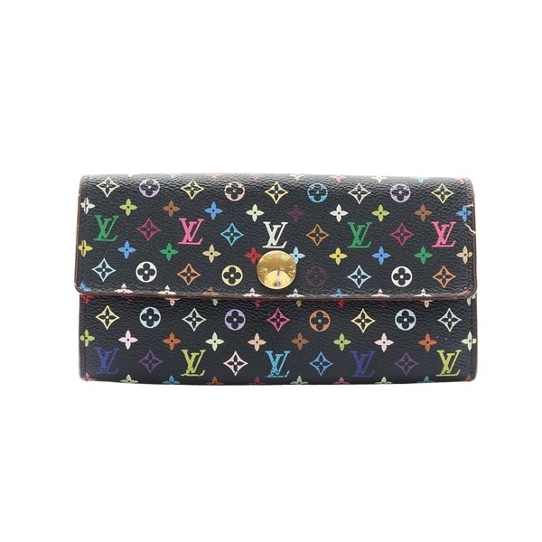 LOUIS VUITTON LV 路易威登 Portefeuille Sarah 扣式長夾 黑彩 原花帆布 M93747