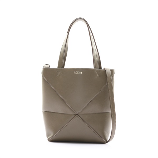 LOEWE 羅威 Mini Puzzle Fold 肩背包 卡其色 牛皮 A657V25X01