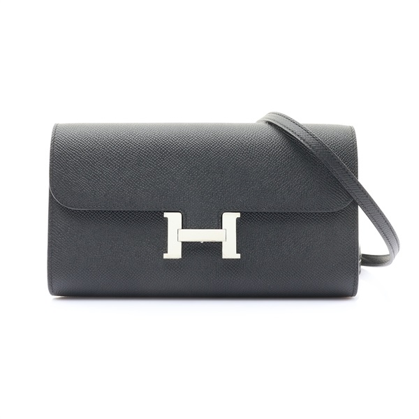 HERMES 愛馬仕 Constance To Go Wallet 肩背包 黑色 Epsom牛皮 銀扣 B刻 H080125CK