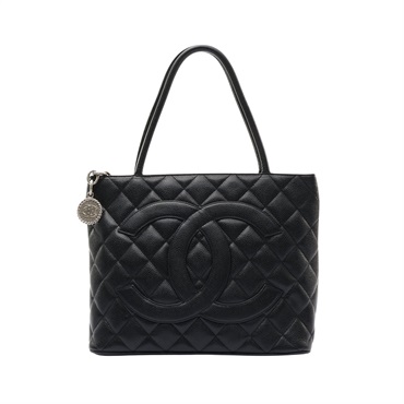 CHANEL 香奈兒 Medallion 銀幣包 肩背包 黑色 荔枝紋牛皮 銀扣 A01804