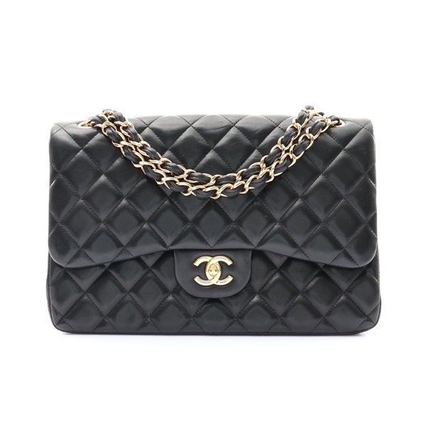 CHANEL 香奈兒 Jumbo Classic 30 鍊帶肩背包 黑色 菱格紋羊皮 金扣 A58600