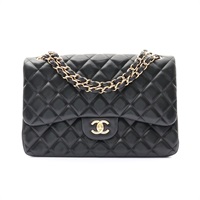 CHANEL 香奈兒 Jumbo Classic 30 鍊帶肩背包 黑色 菱格紋羊皮 金扣 A58600