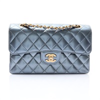 CHANEL 香奈兒 COCO 23 鍊帶肩背包 金屬藍色 牛皮 金扣 A01113