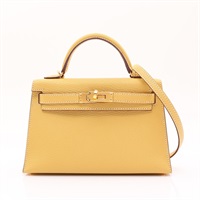 HERMES 愛馬仕 Mini Kelly II 凱莉包 肩背包 小雞黃 山羊皮 Z刻 金扣